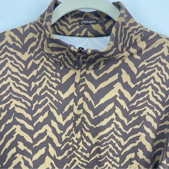 J. McLaughlin Brown Zebra Print Bedford Catalina Quarter Zip Pullover Top L - Picture 3 of 7